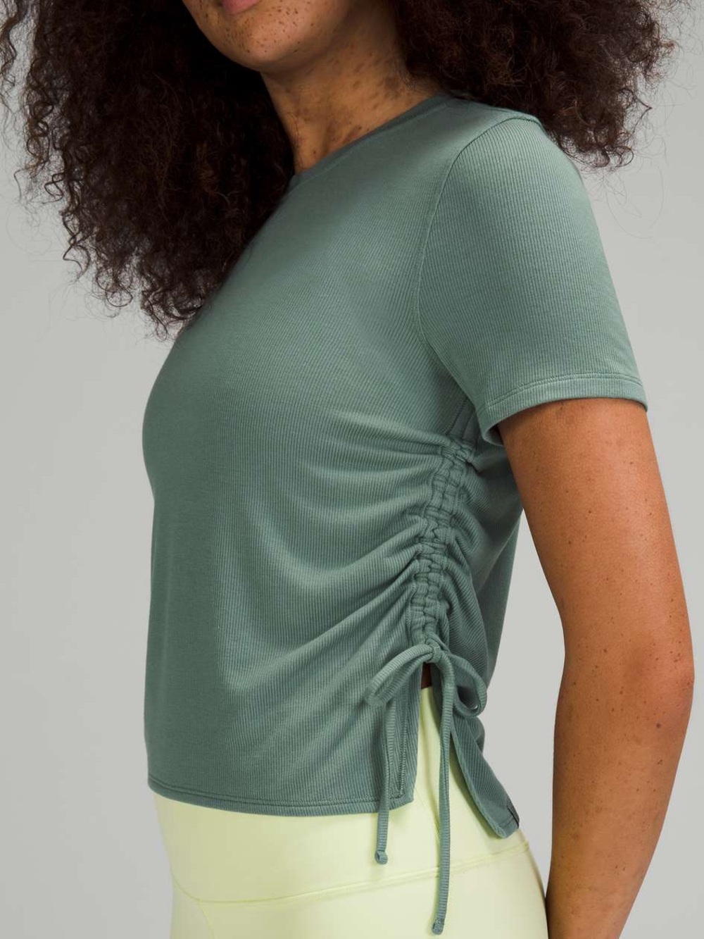 She + Sky Cinched Side Ribbed Tee in Sage Green Size Small NEW